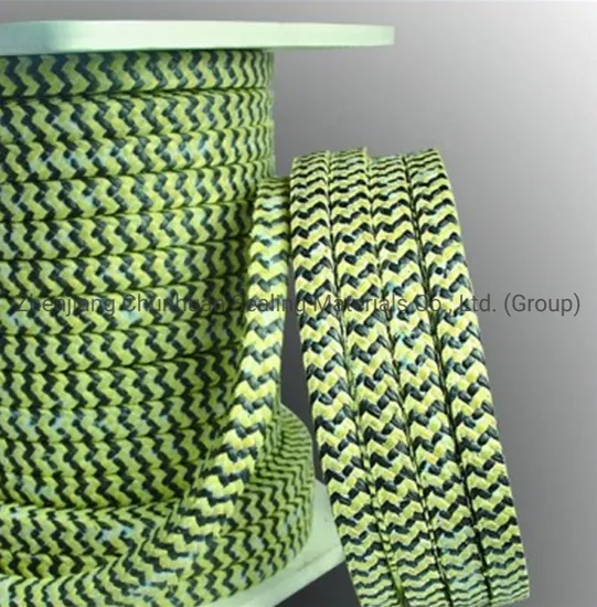 Empaque de fibra de aramida de grafito PTFE Empaque trenzado de Kevlar para bomba